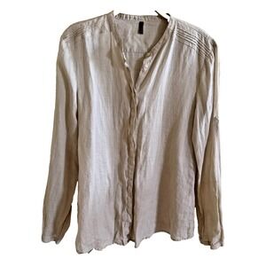 Stile Benetton Vintage Womens Medium Tan Long Sleeve Ramie Resortwear Lightweigh